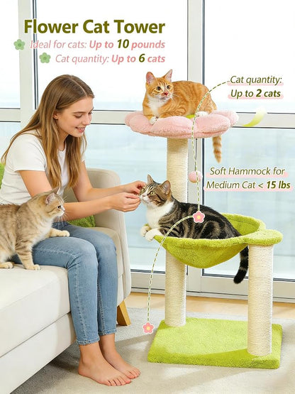 Flower Cat Tree, Large Hammock for Indoor Small Cats, Cute Cat Tree - Image 3
