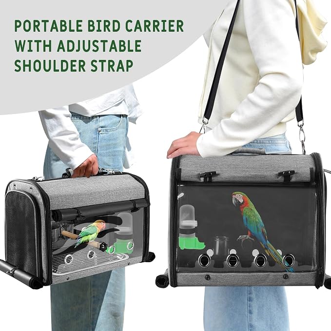 Sanmoncare Bird Carrier Bag Cockatiel Travel Cage - Image 3