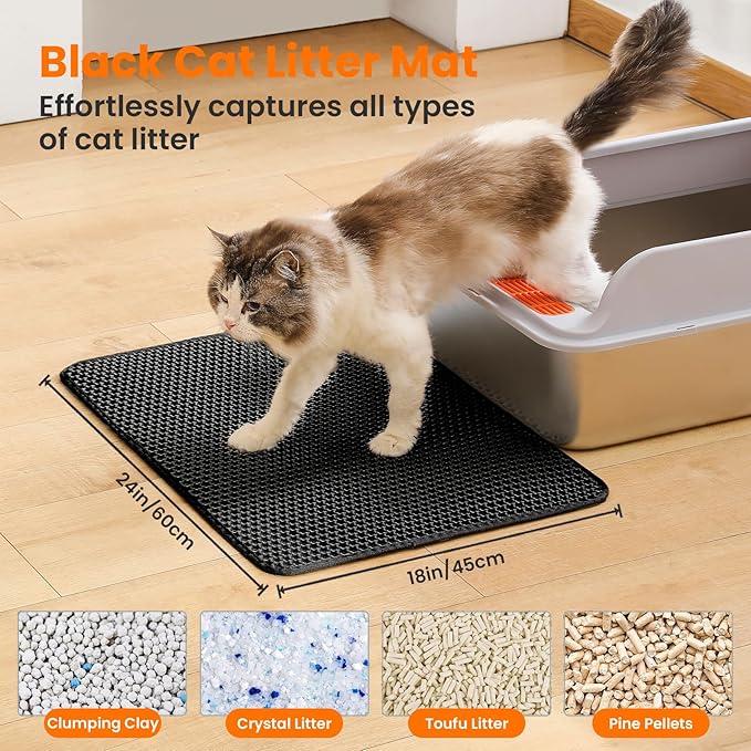 Cat Litter Mat, 24x18 Inches Large Double Layer Honeycomb Cat Litter Trapping - Image 2