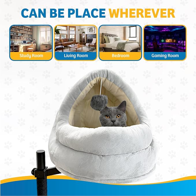 Cat Desk Bed with Scratching Post – Elevated Modern Perch - Image 5