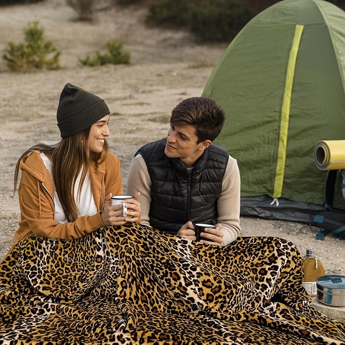 Bnuitland Leopard Print Fleece Flannel Throw Blanket - Image 5