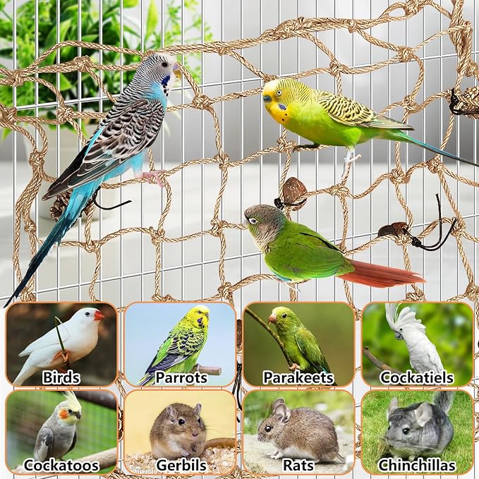 Tfwadmx Bird Climbing Rope Net Parrot Perch Climbing Rope Ladder, Large Size - Image 6