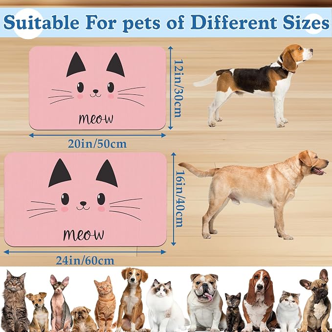 Pink Cat Dog Food Mat–Christmas Stocking Absorbent Quick Dry Feeding Placemat - Image 2