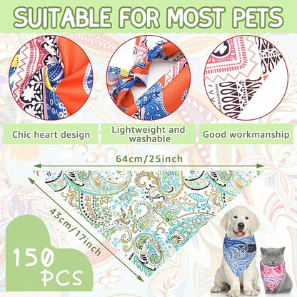 100 Pcs Paisley Dog Bandanas Bulk Pet Bibs Colorful Triangle Scarf Pet Paisley - Image 2