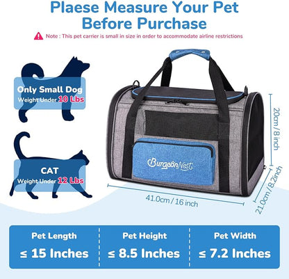 BurgeonNest Cat Carrier, Airline Approved Dog Carrier, Soft Sided Cat Pet - Image 2