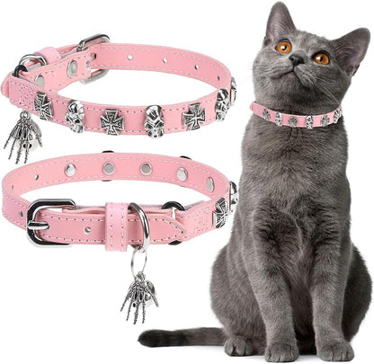 EXPAWLORER Cat Collar for Girl Boy Cats- Adjustable Leather Pet Collar by EXPAWLORER