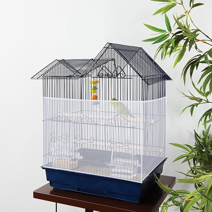 2PCS Bird Cage Seed Catcher, Nylon Adjustable Elastic Bird Cage Net Cover Skirt - Image 7