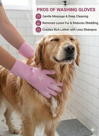3-in-1 Stress-Free Dog Bathing Kit – Silicone Grooming Gloves, Suction Lick Mat - Image 4