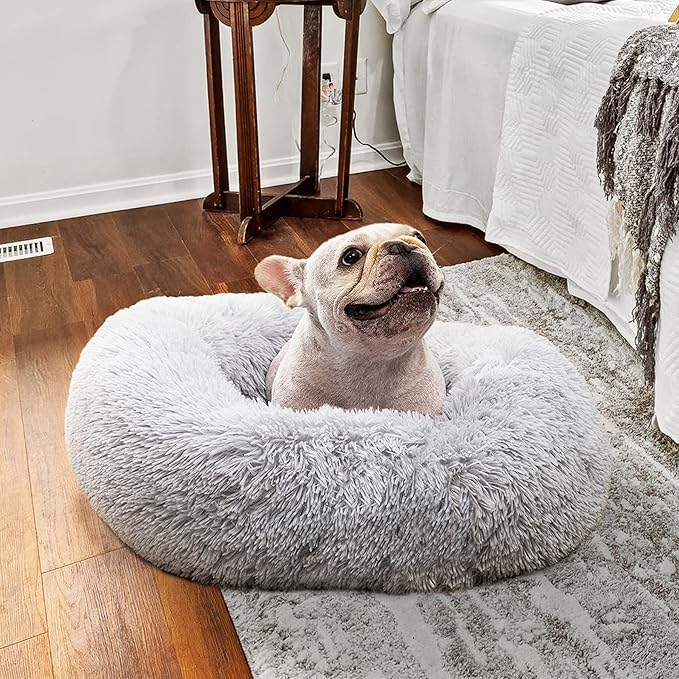 Calming Donut Dogs Beds for Small Dogs Washable, 23inch Plush Round Pet Bed for - Image 3