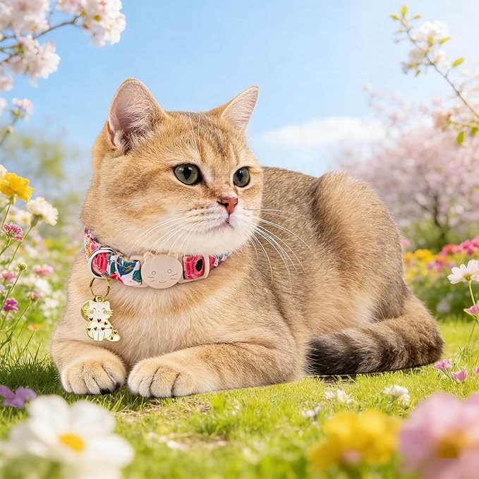 Spring Cat Collar-2 Pack Collars Strawberry and Flower Print Breakaway - Image 5