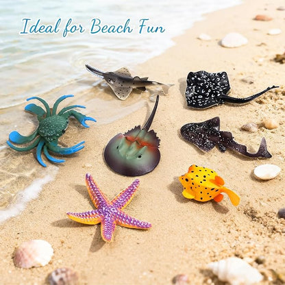 Sea Animals Toys Figures 21Pcs, Plastic Marine Creature Shark Fish Starfish - Image 4