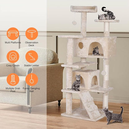 Premium Cat Tree 54-Inch Tall, Large Cat Condo Furniture - Image 7