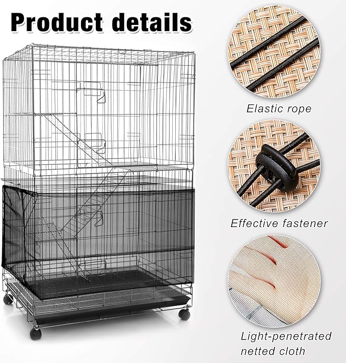 3 Pieces Large Adjustable Bird Cage Cover Seed Feather Catcher Birdcage Nylon - Image 3