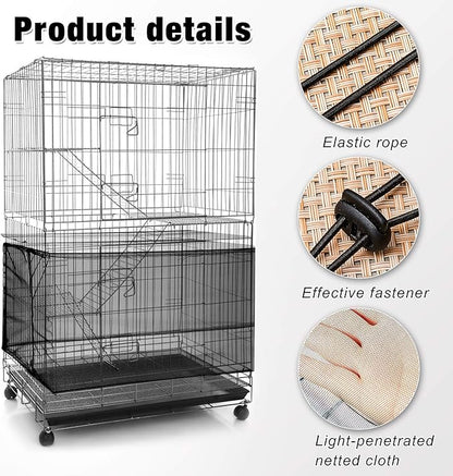3 Pieces Large Adjustable Bird Cage Cover Seed Feather Catcher Birdcage Nylon - Image 3