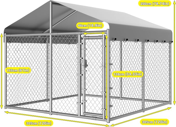 10 x 10 x 6 ft Outside Dog Kennel Outdoor Large - Image 5