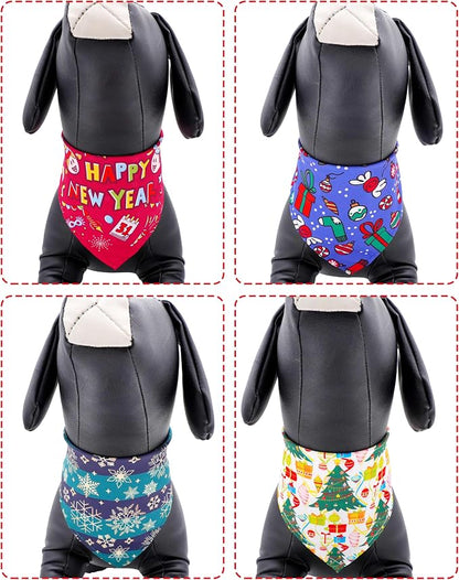 PET SHOW 50 Pack Christmas Big Dog Bandanas Bulk XL Washable Happy New Year - Image 4