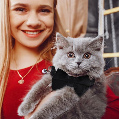 2 Pcs Velvet Cat Collar Cute Cat Bow Tie Collar Adjustable Breakaway Collars - Image 7