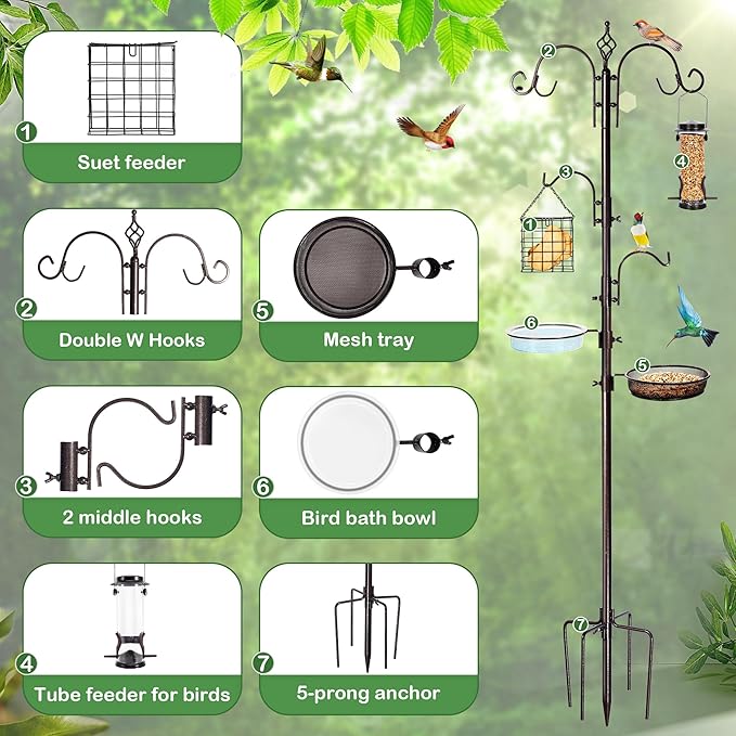 Bird Feeding Station Kit, 87 Inches Bird Feeder Pole - Image 3