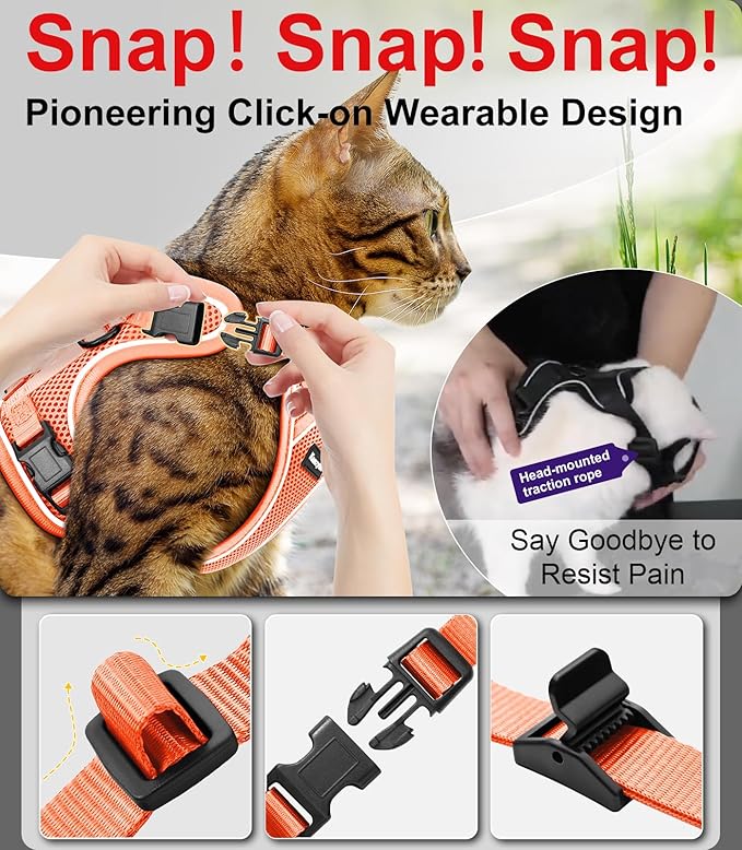 Cat Harness and Leash for Walking Escape Proof Soft Adjustable Cat Leash - Image 4