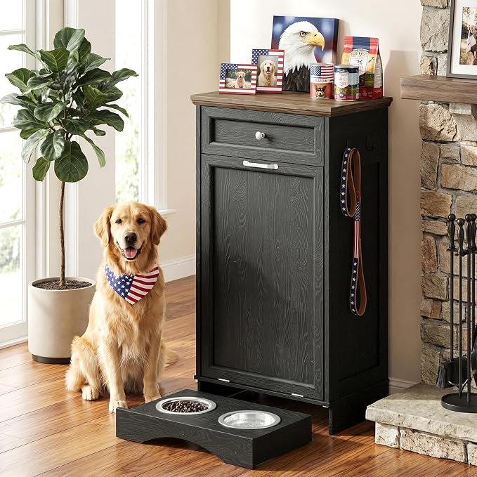 21’’W Dog Feeding Station with Storage, Tilt Out Dog Food Cabinet with Drawer by Unknown