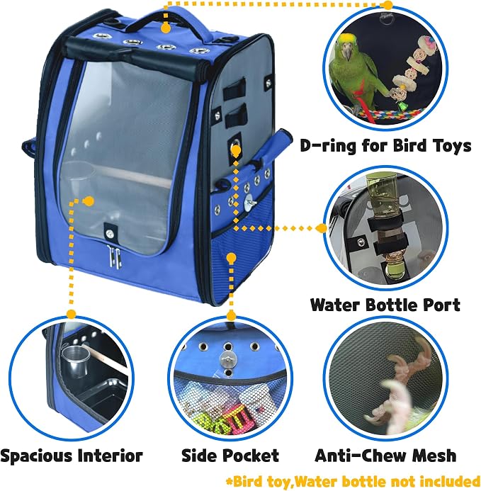Birds Day Bird Carrier Backpack-Parrot Travel Cage - Image 6