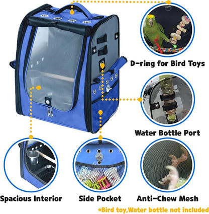 Birds Day Bird Carrier Backpack-Parrot Travel Cage - Image 6