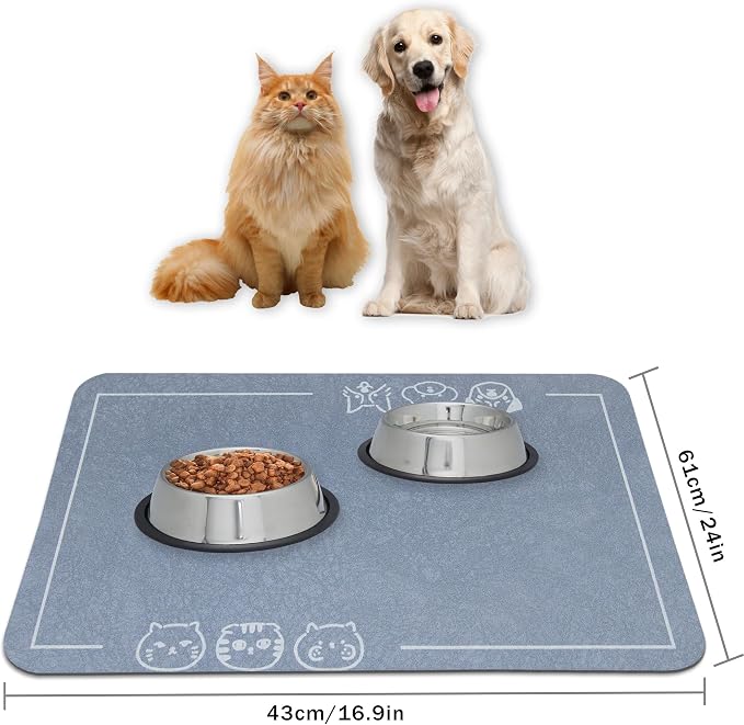 YCT Pet Food Mat, Non-Slip Bottom Absorbent Quick Dry Cat & Dog Feeding Mat - Image 7