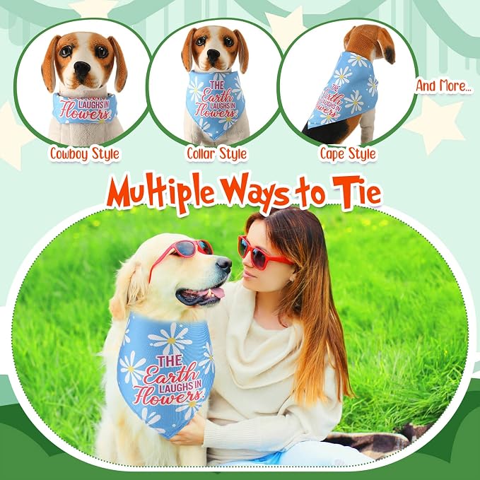Chunful 50 Pcs Spring Dog Bandanas Floral Dog Bibs Seasonal Pet Costume - Image 6