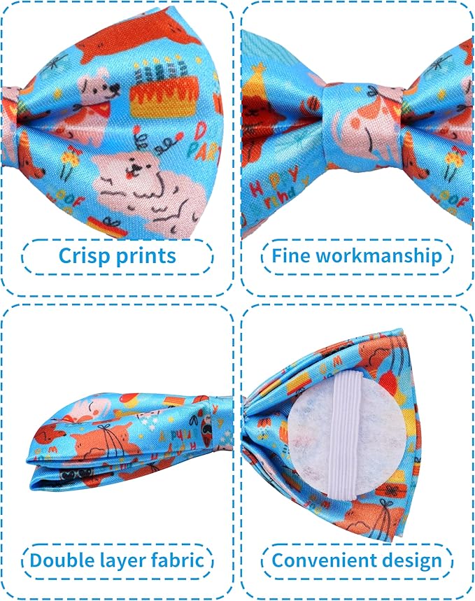 PET SHOW 5 Pack Happy Birthday Small Dog Bow Ties Sliding Collar Attachment - Image 3