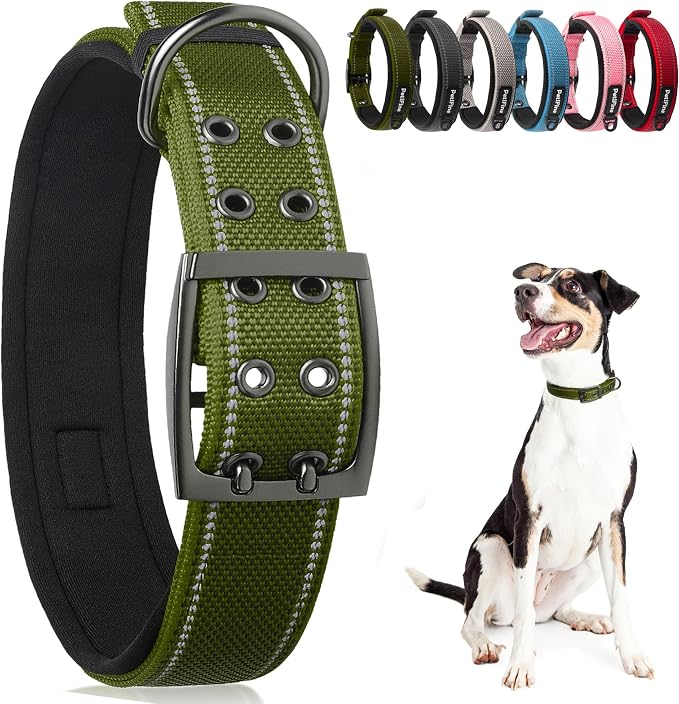 PetiFine Dog Collar for Large Dogs, Neoprene Padded and Adjustable, Reflective by PetiFine