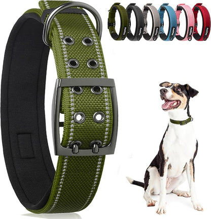 PetiFine Dog Collar for Large Dogs, Neoprene Padded and Adjustable, Reflective by PetiFine