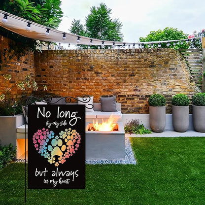 No long by my side but always in my heart Garden Flag, Pet Memorial Garden Flag - Image 5