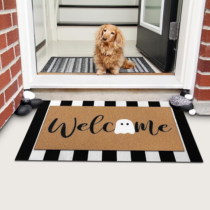 Tinideya 2 Pcs Door Mat Welcome Non Slip Coir Mats Floor Layering Doormats - Image 4