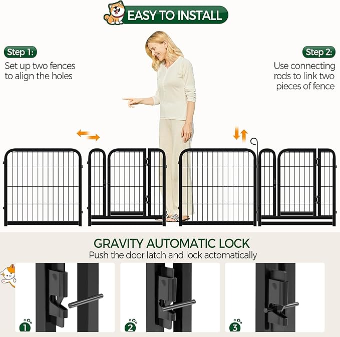 Yaheetech Dog Playpen Outdoor, 24 inch 32 Panels Dog Pen Indoor Heavy Duty - Image 7