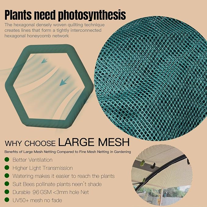 Poray Large Tunnel 10FTx6FT Plant Netting Cover, 6FT Tall Crop Cage Tomato - Image 6