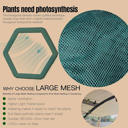 Poray Large Tunnel 10FTx6FT Plant Netting Cover, 6FT Tall Crop Cage Tomato - Image 6