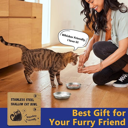 4-Pack Stainless Steel Cat Food Bowls, Shallow Whisker-Friendly Non-Slip - Image 7
