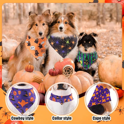 Sanwuta 120 Pcs Halloween Dog Bandanas Bulk Skeletons Pumpkin Bat Skull Ghost - Image 4