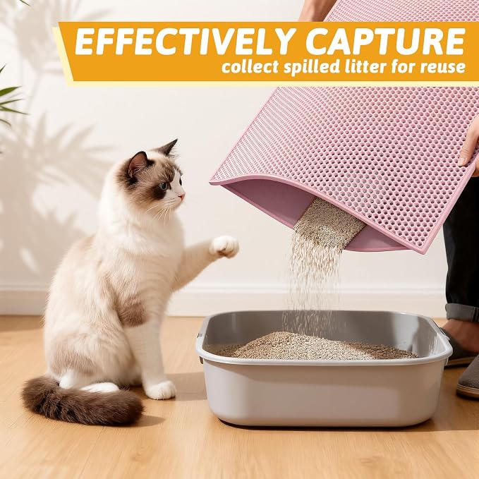 Pieviev Cat Litter Mat Double Layer Waterproof Urine Proof Trapping Mat 1 Pack) - Image 5