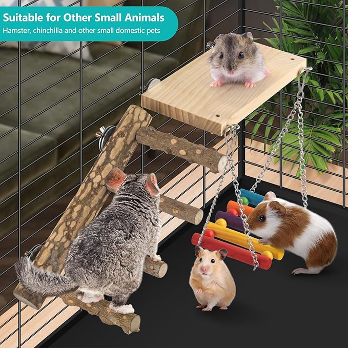 3in1 Bird Perch Toys for Parrots, Wooden Ladder Perch for Cage, Parrot Platform - Image 7