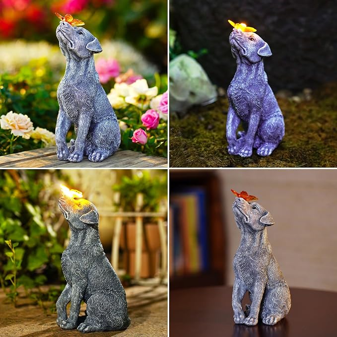 Goodeco Dog Statue with Solar Butterfly - Image 7