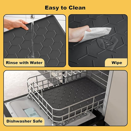 Pieviev 24''x16'' Dog Cat Food Bowl Mat, Silicone Waterproof Food Grade Pet - Image 6