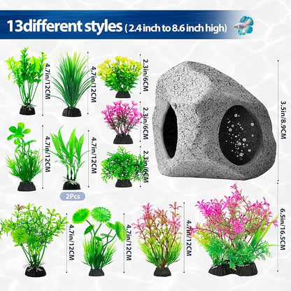 CousDUoBe 13Pcs Aquarium Hideaway Rock Cave Fish Tank Decorations quarium - Image 4