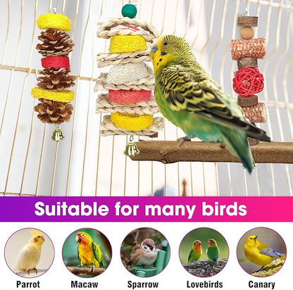 JOREWOOD 7 Pcs Natural Wood Bird Toy & Perch - Image 6