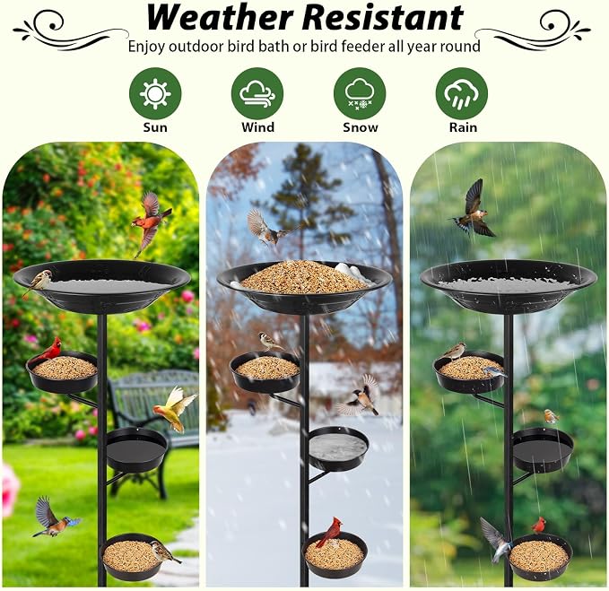 BOLITE Bird Bath for Outside, Metal Freestanding Birdbaths - Image 7