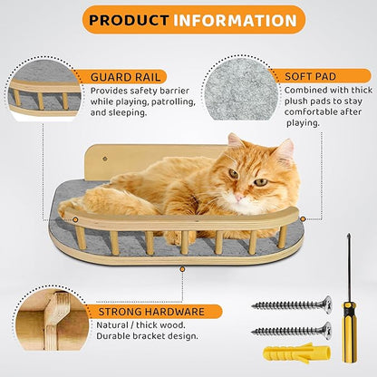 Cat Wall Shelves with 3 Steps – Modern Wood Wall Mounted Furniture, Climber & - Image 3