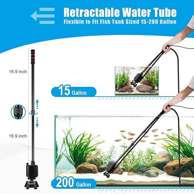 AQQA Aquarium Gravel Cleaner, 6-in-1 Electric Fish Tanks Gravel Vacuum Cleaner - Image 6