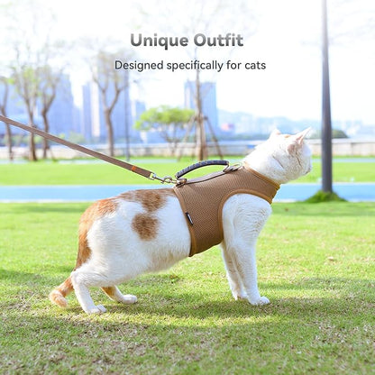 Cat Harness and Leash for Walking Escape Proof Breathable Mesh Fabric, Solid - Image 7