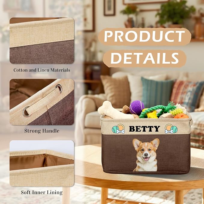 Personalized Dog Toy Storage Basket Custom Collapsible Toy Bin - Image 3