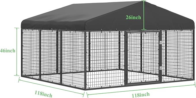Outdoor Dog Kennel Steel for Medium/Small Dogs Anti-Rust Coating Cage - Image 2